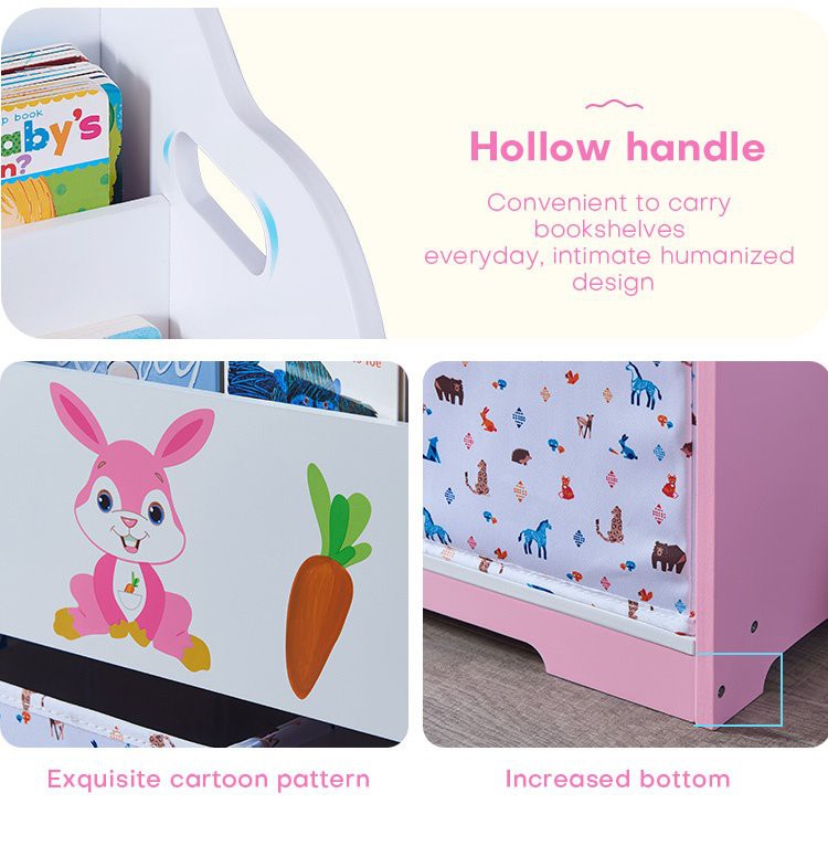 2 Drawers Pink Three layer kids bookshelf (10)
